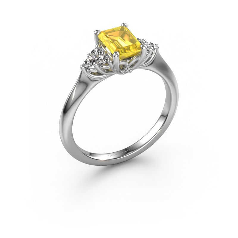 Engagement ring Felipa EME 950 platinum yellow sapphire 7x5 mm