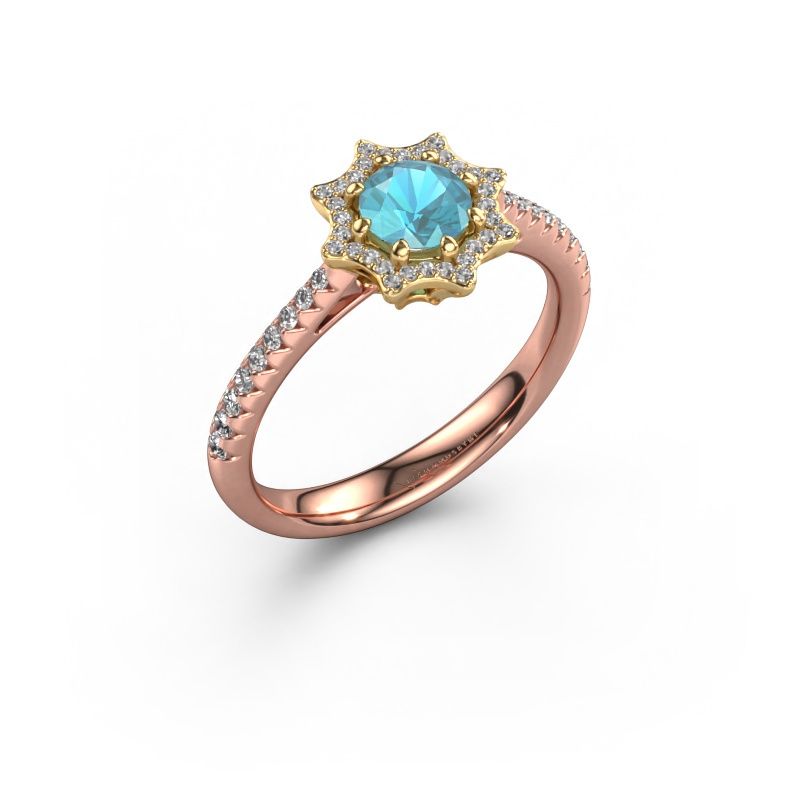 Verlobungsring Zena 585 Roségold Blau Topas 5 mm