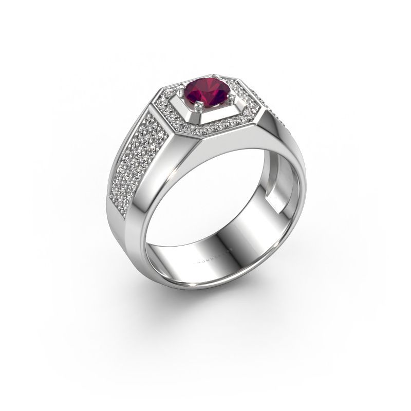 Bague pour homme Pavan 585 or blanc rhodolite 5 mm