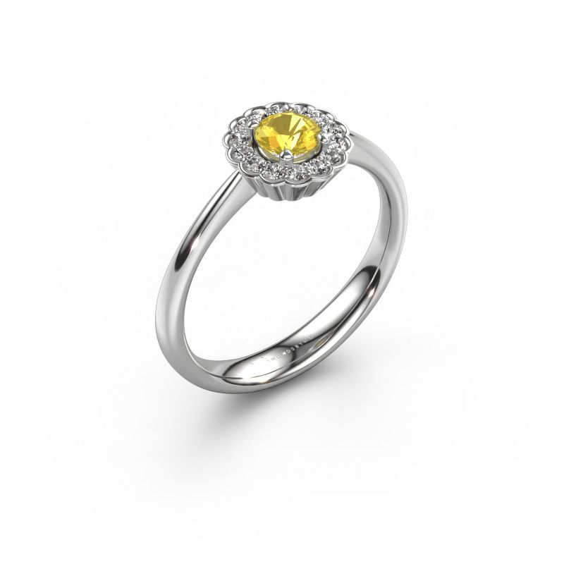 Bague de fiançailles Debi 950 platine saphir jaune 4.2 mm