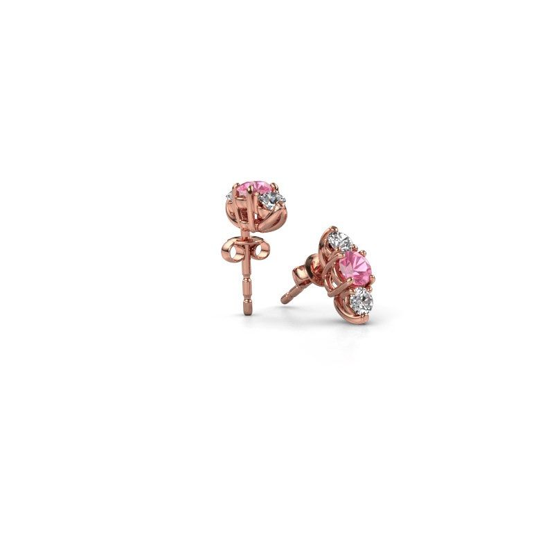 Image of Earrings Amie 585 rose gold pink sapphire 4 mm