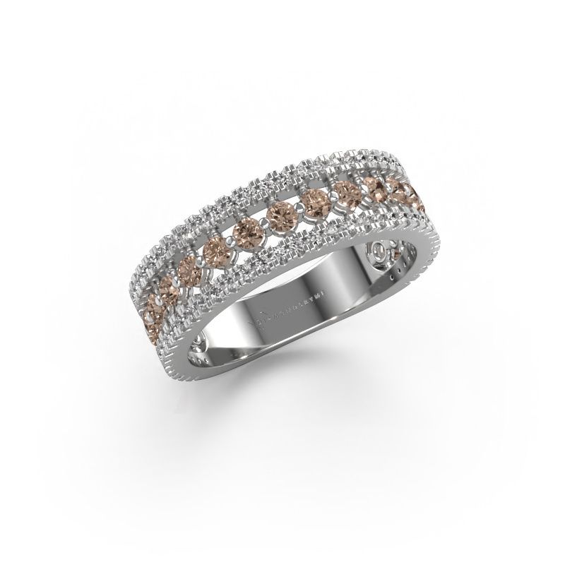 Bague Elizbeth 1 585 or blanc diamant brun 0.84 crt