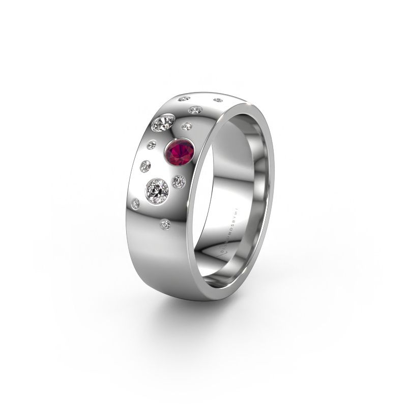 Ehering WH0141L26BP 585 Weißgold Rhodolit ±7 x 2 mm