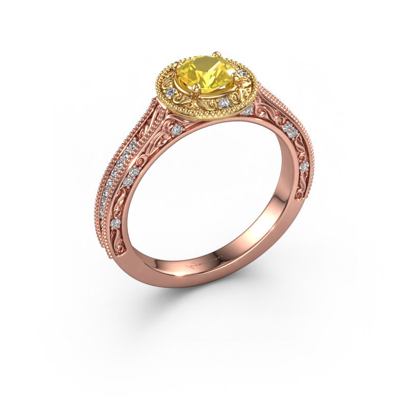 Verlobungsring Alice RND 585 Roségold Gelb Saphir 5 mm