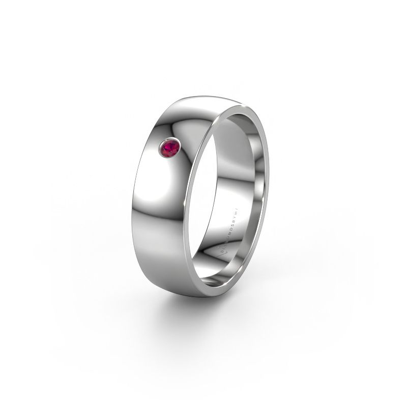 Trouwring WH0101L26AP 585 witgoud rhodoliet ±6x1.4 mm