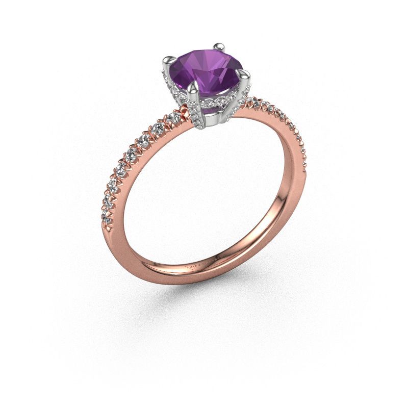 Bague de fiançailles Saskia rnd 1 585 or rose améthyste 6.5 mm