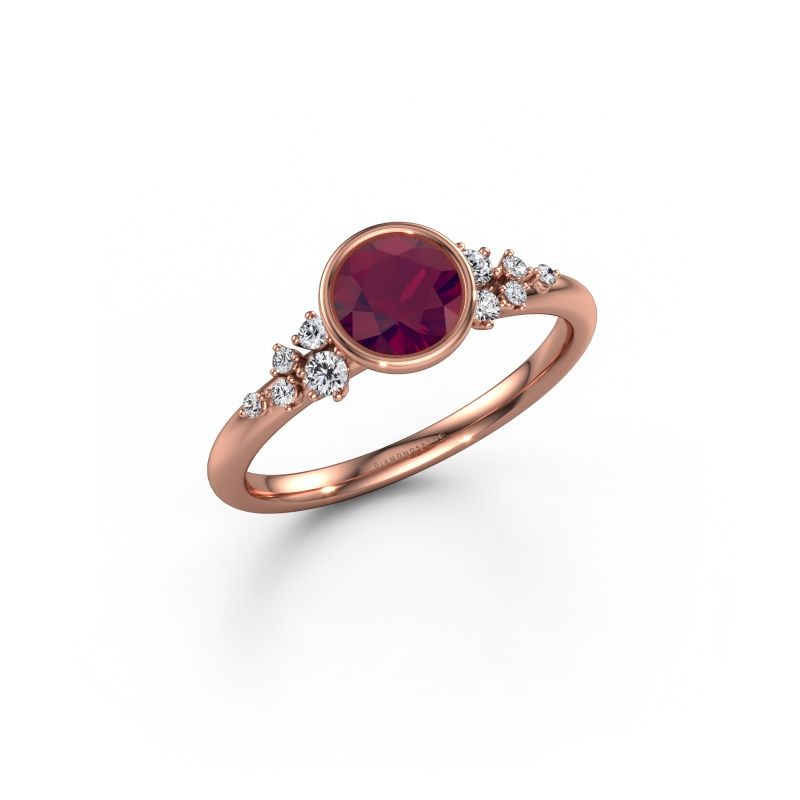 Verlobungsring Aliyah RND 585 Roségold Rhodolit 5.7 mm