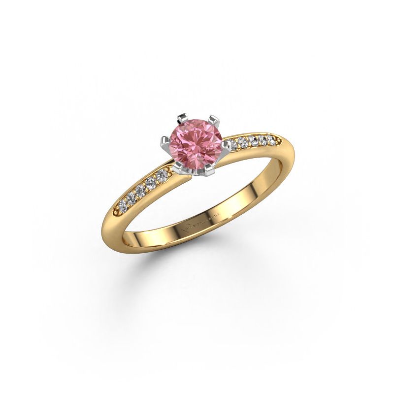 Engagement ring Tiffy 2 585 gold pink lab grown diamond 4.7 mm