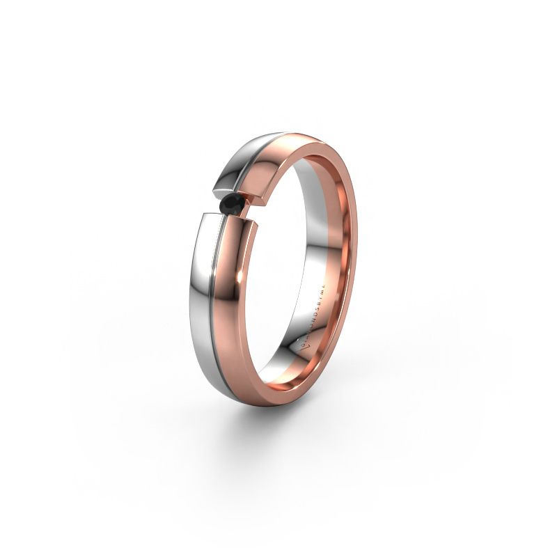 Wedding ring WH0254L24X 585 rose gold black diamond ±4x1.5 mm