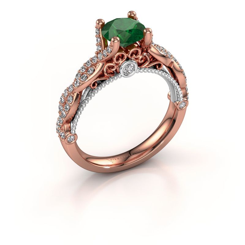 Afbeelding van Verlovingsring Chantelle<br/>585 rosé goud<br/>Smaragd 6.5 mm
