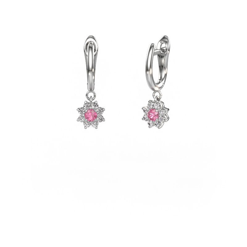 Pendants d'oreilles Camille 1 585 or blanc saphir rose 3 mm
