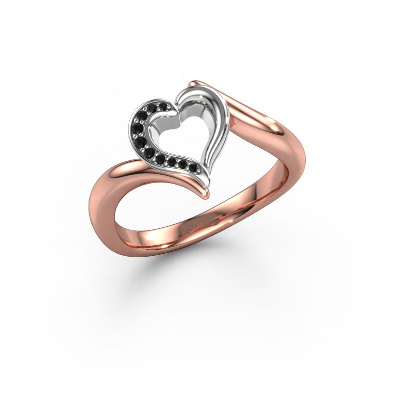 Ring Katlyn 585 rosé goud zwarte diamant 0.046 crt
