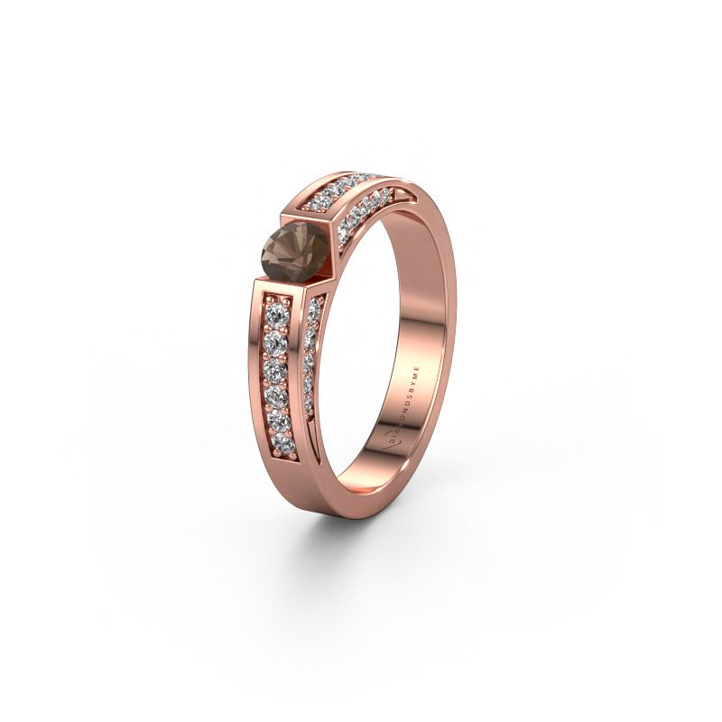Wedding ring WH2098L 585 rose gold smokey quartz ±4x3 mm
