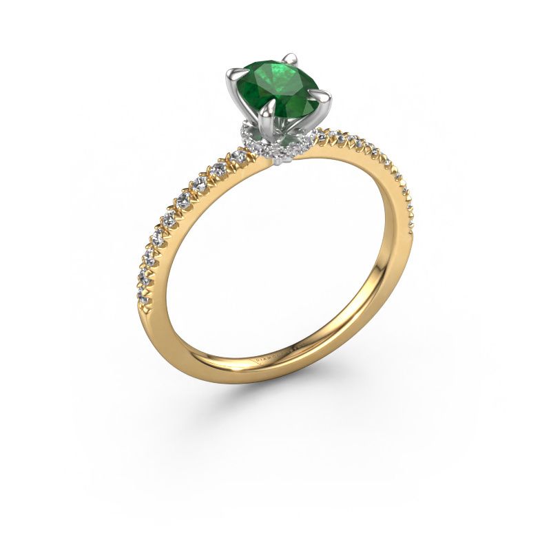 Engagement ring Crystal OVL 4 585 gold emerald 7x5 mm