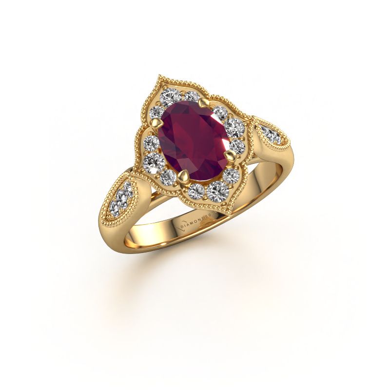 Verlobungsring Rosan 585 Gold Rhodolit 8x6 mm