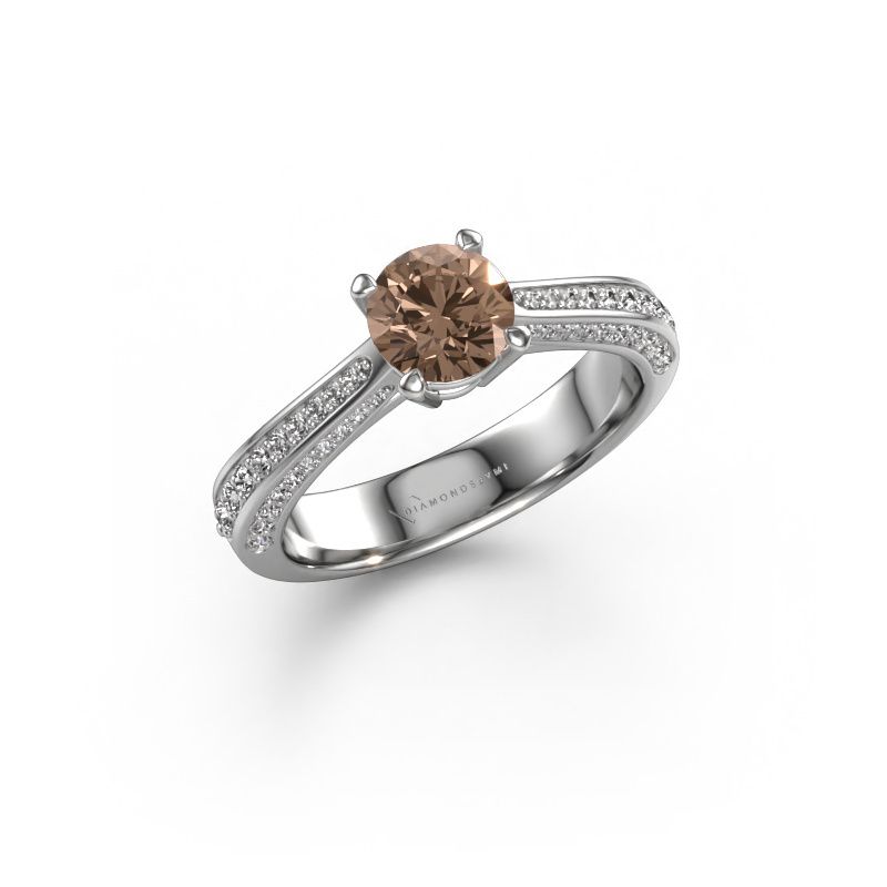 Verlobungsring Ruby rnd 585 Weißgold Braun Diamant 0.70 crt