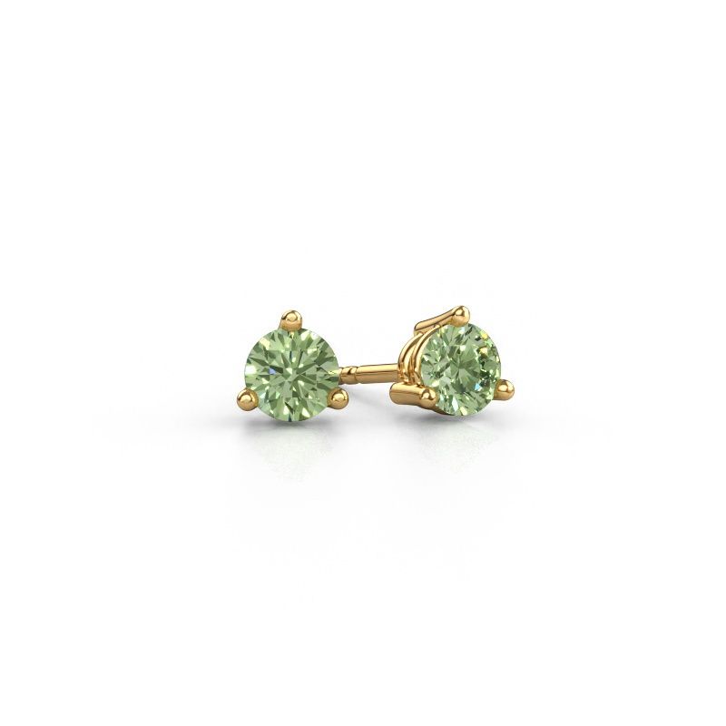 Stud earrings Somer 585 gold green lab grown diamond 4.7 mm
