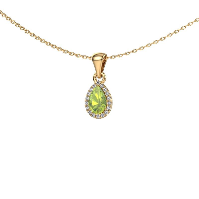 Image of Necklace Seline per 585 gold peridot 6x4 mm