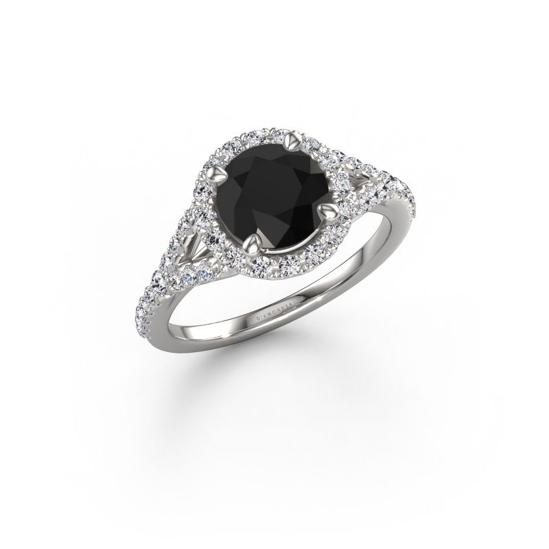 Verlovingsring Kimber RND 585 witgoud zwarte diamant 2.262 crt