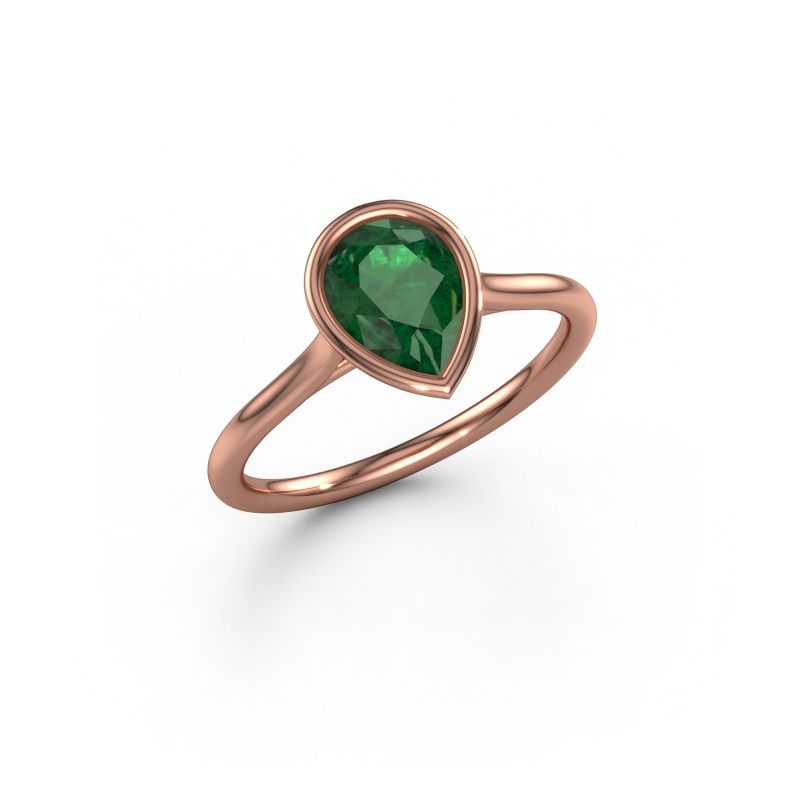 Verlovingsring Lavon Per 585 rosé goud smaragd 8x6 mm