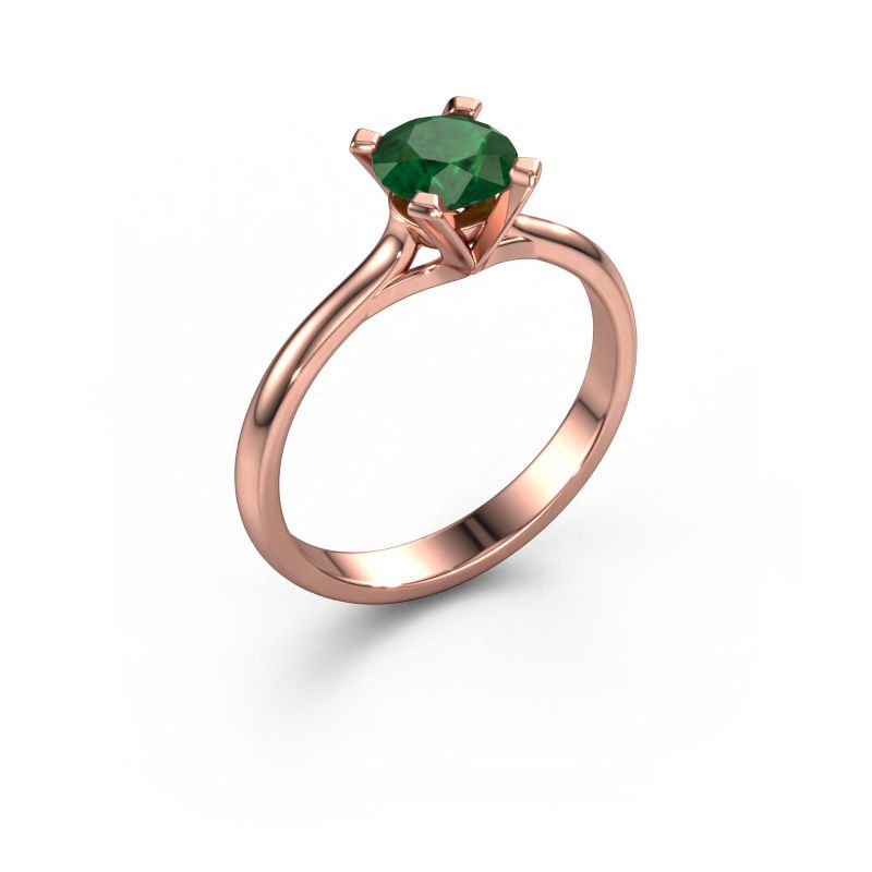 Verlobungsring Isa 1 585 Roségold Smaragd 5.7 mm
