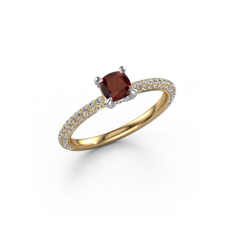Verlobungsring Saskia 2 CUS 585 Gold Granat 4.5 mm