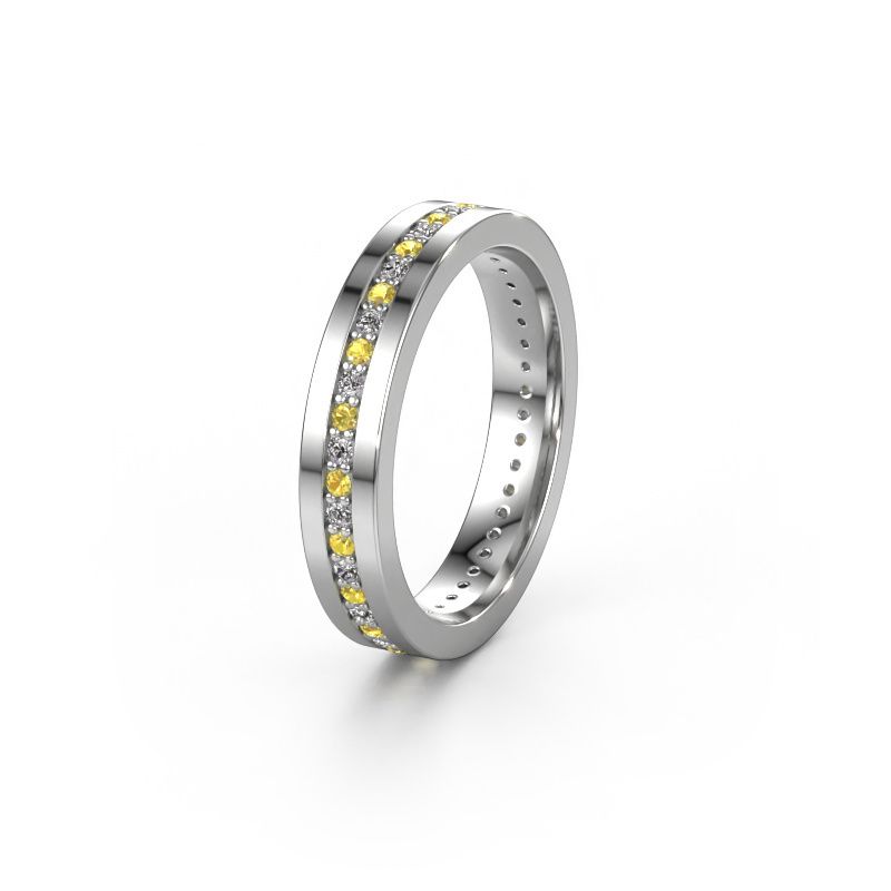 Wedding ring WH0103L14BP 585 white gold yellow sapphire 1.3 mm ±4x2 mm