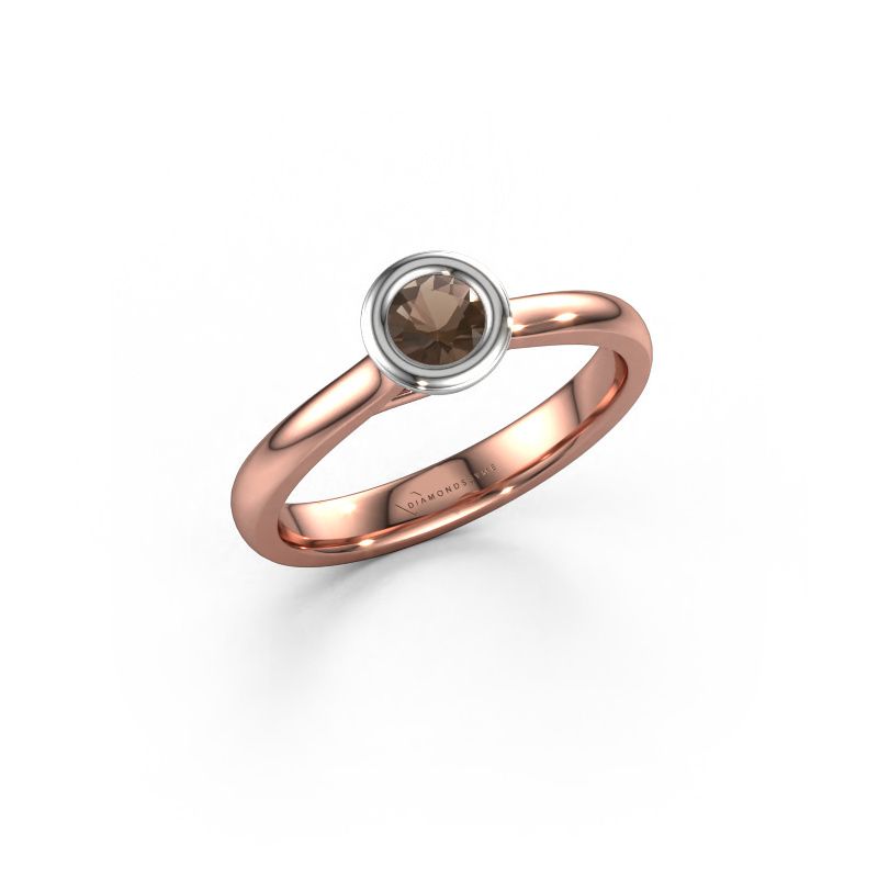 Bague de fiançailles Kaylee 585 or rose quartz fumé 4 mm