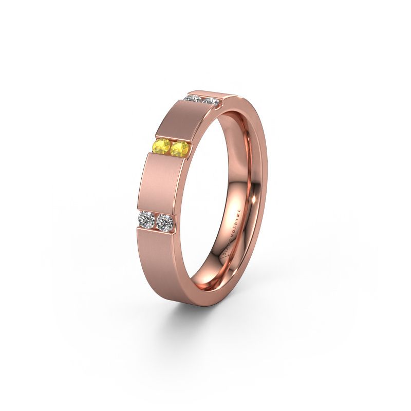 Trouwring WH2133L14BM 585 rosé goud gele saffier ±4 x 2,2 mm
