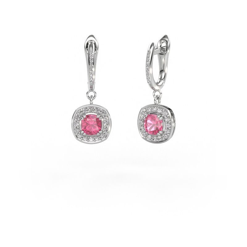Pendants d'oreilles Marlotte 2 585 or blanc saphir rose 5 mm