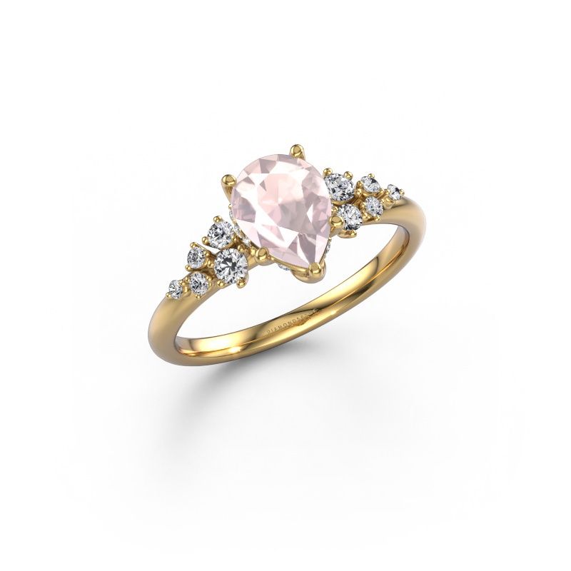 Engagement ring Emma PER 585 gold morganite champagne 8x6 mm