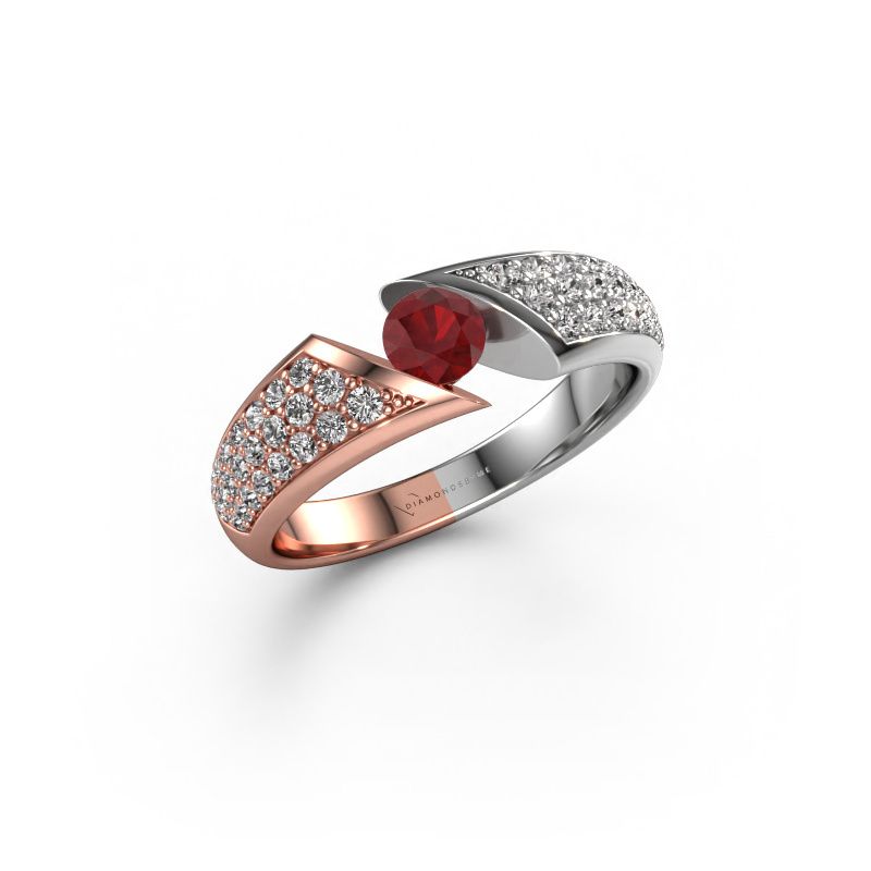 Engagement ring Hojalien 3 585 rose gold ruby 4.2 mm
