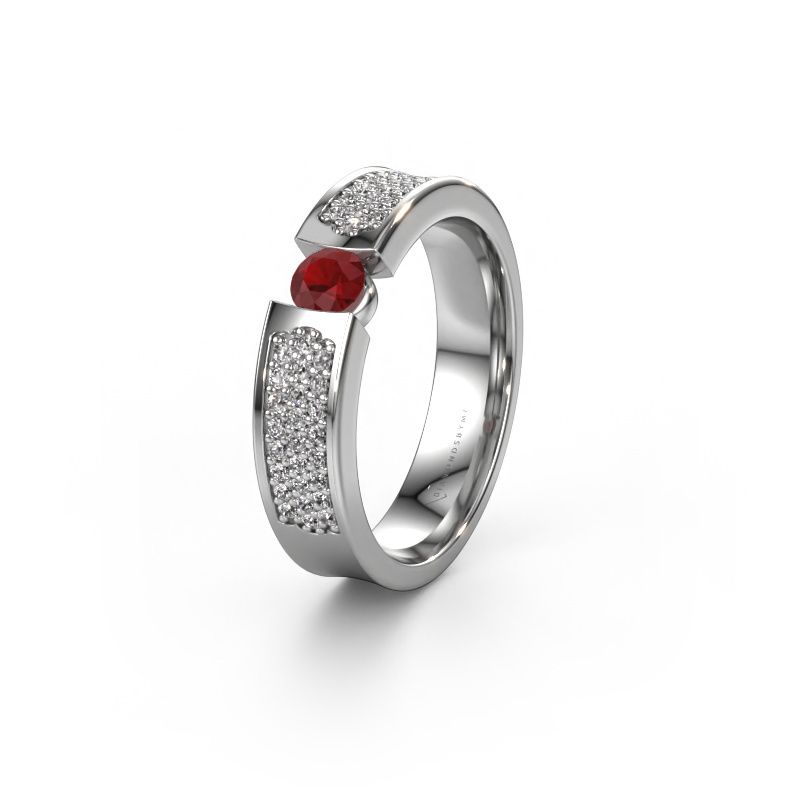 Wedding ring WH2100L 585 white gold ruby ±5x3 mm