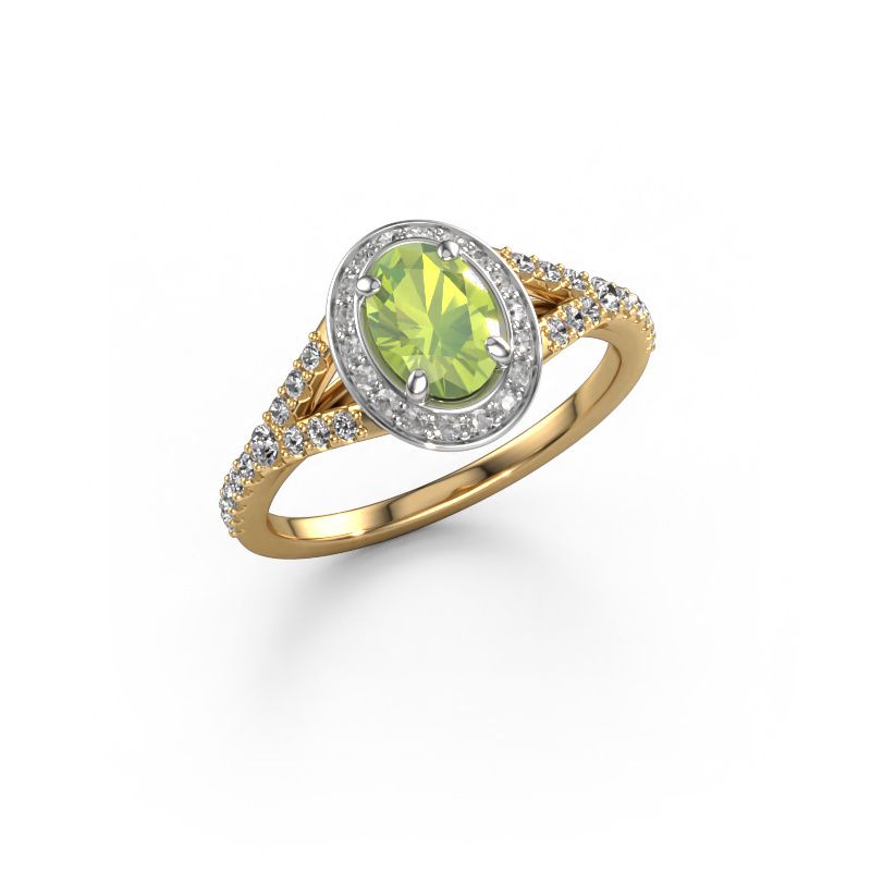 Engagement ring Pamela OVL 585 gold peridot 7x5 mm