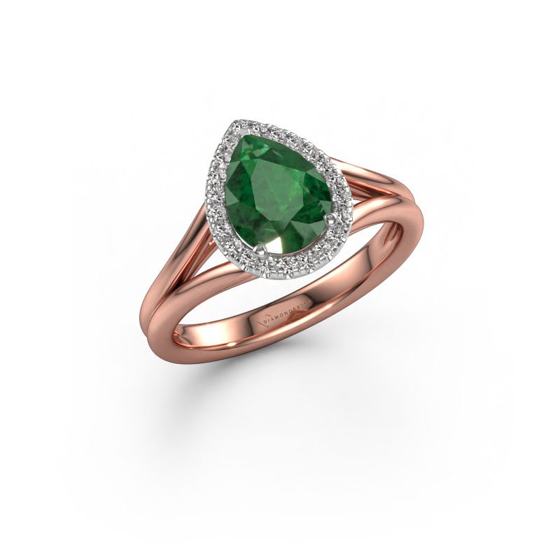 Verlobungsring Verla pear 1 585 Roségold Smaragd 8x6 mm