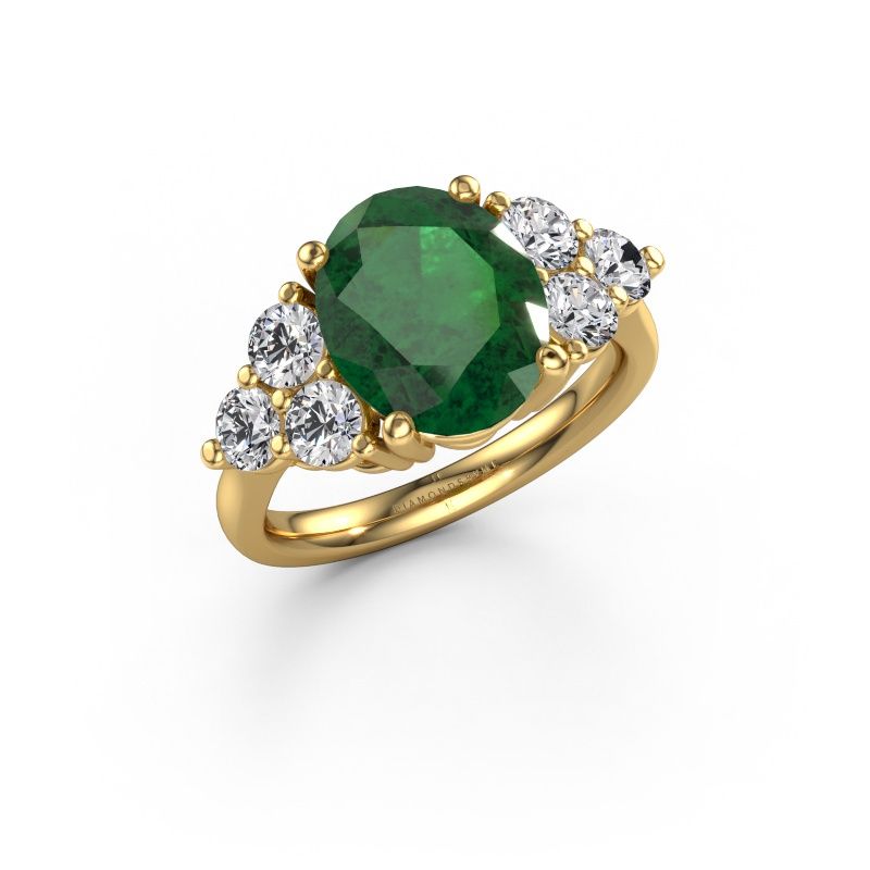Bague de fiançailles Serenity OVL 585 or jaune emeraude 11x9 mm