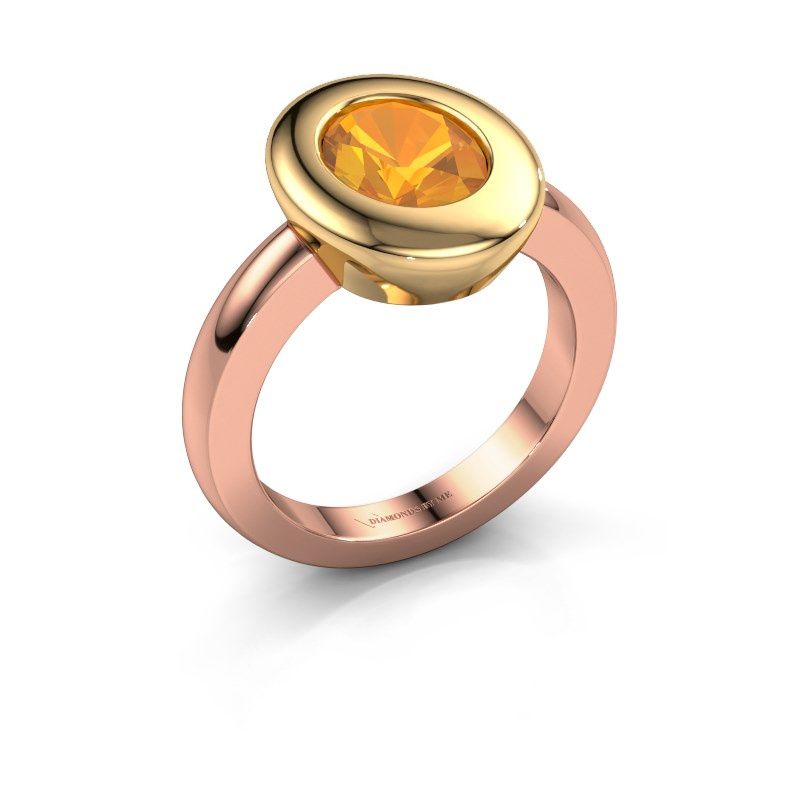 Afbeelding van Ring Selene 1 585 rosé goud citrien 9x7 mm