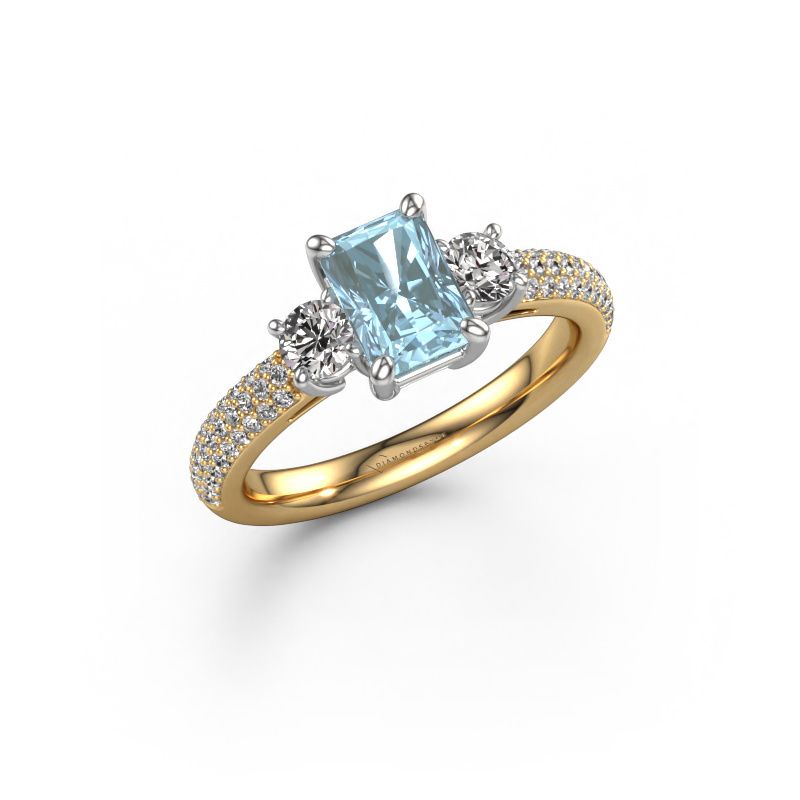 Engagement ring Marielle RAD 585 gold blue lab grown diamond 7x5 mm