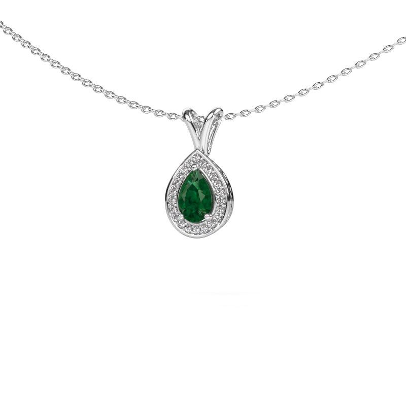 Pendentif Barbar 585 or blanc emeraude 6x4 mm