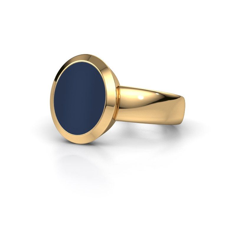 Afbeelding van Zegelring Oscar 3<br/>585 goud<br/>Donker blauw lagensteen 12x10 mm