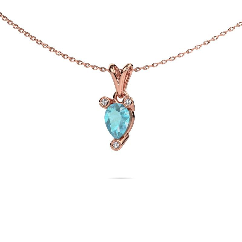 Image of Necklace Cornelia Pear 585 rose gold blue topaz 7x5 mm