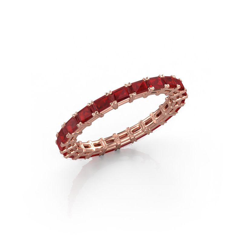 Bague superposable Vivienne EME 3x2 585 or rose rubis 3x2 mm