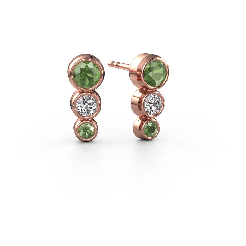 Ohrsteckers Linda 585 Roségold Turmalin grün 4 mm