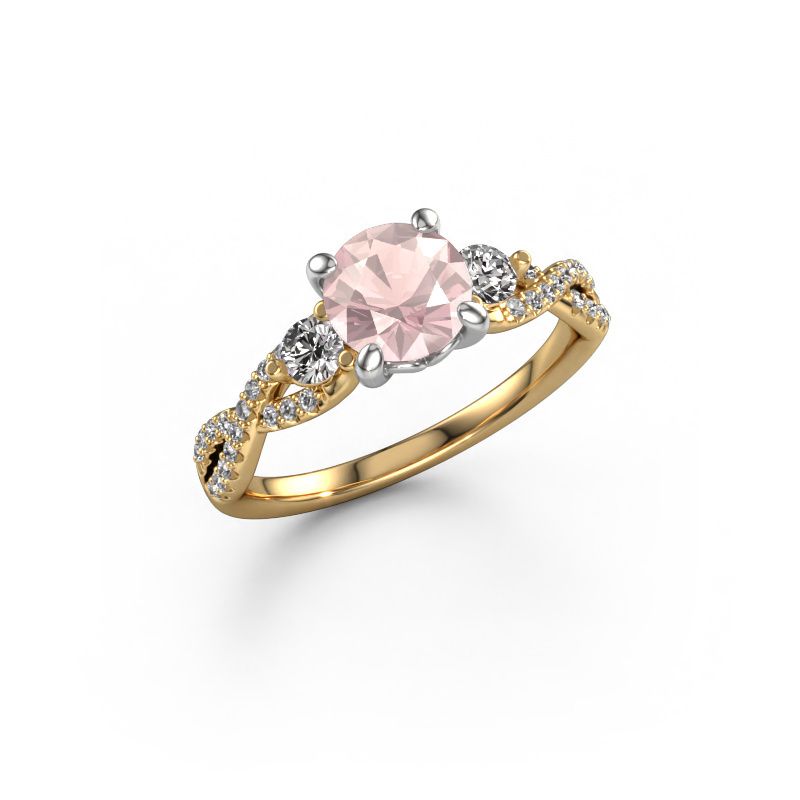 Engagement ring Marilou RND 585 gold morganite champagne 6.5 mm
