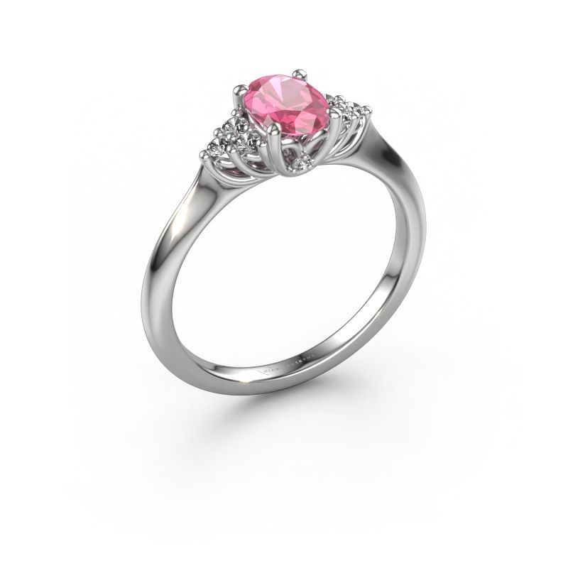 Engagement ring Felipa OVL 585 white gold pink sapphire 7x5 mm
