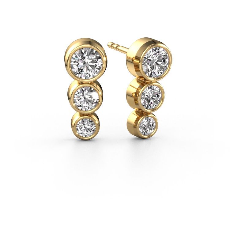 Clous d'oreilles Linda 585 or jaune diamant 1.44 crt