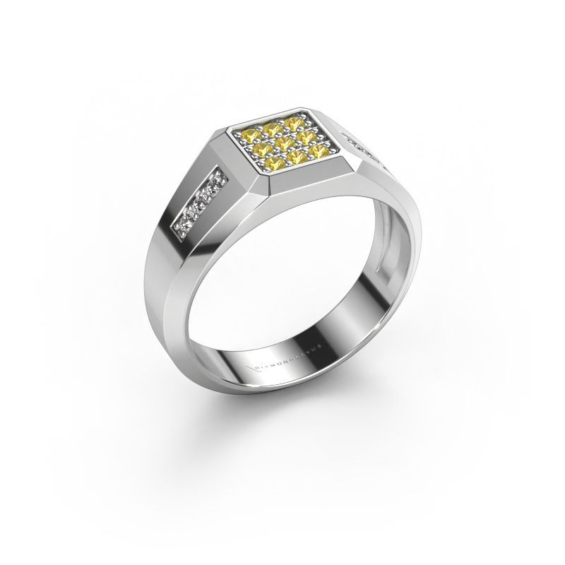 Pinkring Bas 950 platina gele saffier 1.7 mm