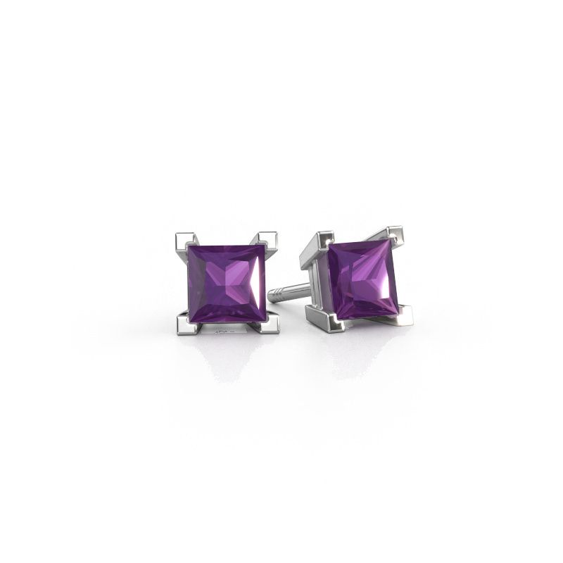 Stud earrings Ariane 950 platinum amethyst 5 mm