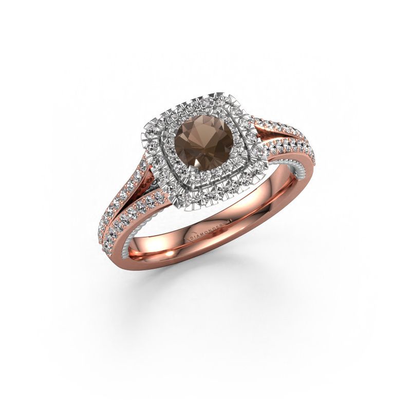 Verlobungsring Annette 585 Roségold Rauchquarz 5 mm