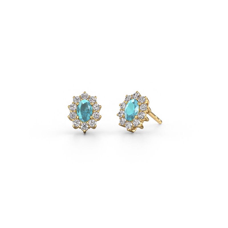 Earrings Leesa 585 gold blue topaz 6x4 mm